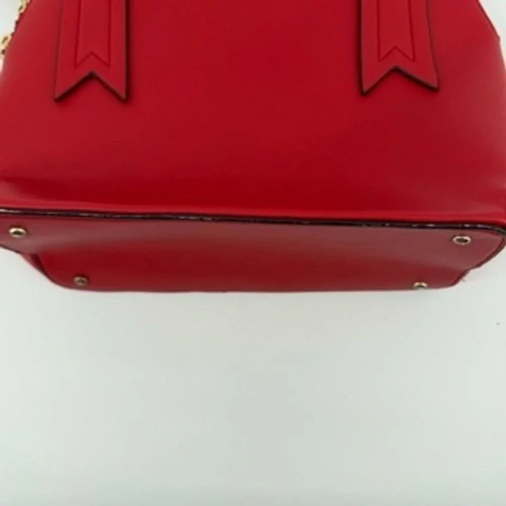 Betsey Johnson Red Satchel Bag with Charms‎ Top Handle Crossbody Gold Hardware